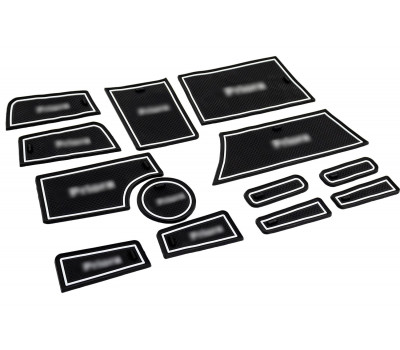 Силиконовые коврики панели приборов и консоли черно-белые для Приора 2 (2013-2018)