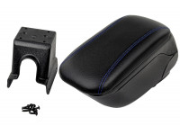 Подлокотник-бокс из экокожи с синей строчкой для Ларгус, Логан, Сандеро, Альмера