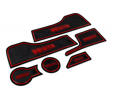 Силиконовые коврики панели приборов и консоли черно-красные для Веста (2015-2022)