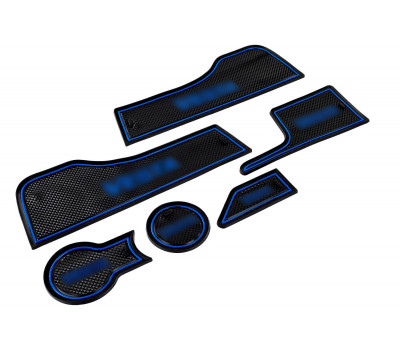 Силиконовые коврики панели приборов и консоли черно-синие для Веста (2015-2022) Силиконовые коврики панели приборов и консоли черно-синие для Веста (2015-2022)