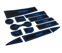 Силиконовые коврики панели приборов и консоли черно-синие для Ларгус (2012-2020)