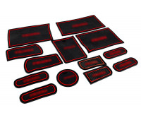 Комплект силиконовых черно-красных ковриков панели приборов и консоли для Приора 1 (2007-2012)