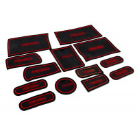 Комплект силиконовых черно-красных ковриков панели приборов и консоли для Приора 1 (2007-2012) Комплект силиконовых черно-красных ковриков панели приборов и консоли для Приора 1 (2007-2012)