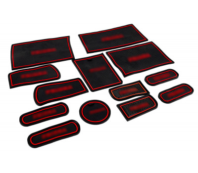 Комплект силиконовых черно-красных ковриков панели приборов и консоли для Приора 1 (2007-2012)