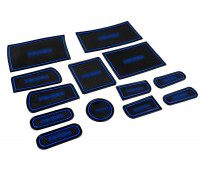 Комплект силиконовых черно-синих ковриков панели приборов и консоли для Приора 1 (2007-2012)