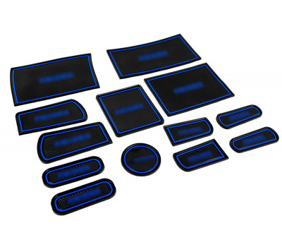 Комплект силиконовых черно-синих ковриков панели приборов и консоли для Приора 1 (2007-2012)