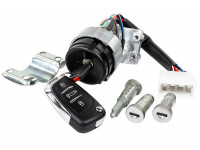 Замок зажигания с выкидным ключом в стиле Пежо без чипа (пустой) и личинками нового образца для ВАЗ 2108, 2109, 21099, 2113, 2114 Замок зажигания с выкидным ключом в стиле Пежо без чипа (пустой) и личинками нового образца для ВАЗ 2108, 2109, 21099, 2113, 2114