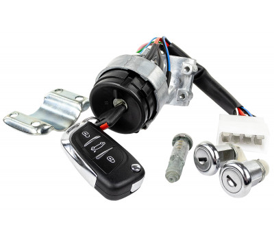 Замок зажигания нового образца с выкидным ключом в стиле Пежо без чипа (пустой) и личинками замков для ВАЗ 2110, 2111, 2112 Замок зажигания нового образца с выкидным ключом в стиле Пежо без чипа (пустой) и личинками замков для ВАЗ 2110, 2111, 2112