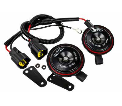 Дисковый воздушный звуковой сигнал SEM-ALI 132 c проводкой штатного подключения для Mazda 1, 2 поколений, Mitsubishi 2 поколения, Волга