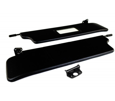 Черные солнцезащитные козырьки с зеркалом и центральным кронштейном для Нива 4х4 1993-2019 года