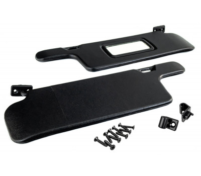 Черные солнцезащитные козырьки с зеркалом, крючками и комплектом саморезов для ВАЗ 2113-2115, 2108-21099 Черные солнцезащитные козырьки с зеркалом, крючками и комплектом саморезов для ВАЗ 2113-2115, 2108-21099