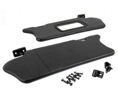 Черные солнцезащитные козырьки с зеркалом, крючками и комплектом саморезов для ВАЗ 2110, 2111, 2112 Черные солнцезащитные козырьки с зеркалом, крючками и комплектом саморезов для ВАЗ 2110, 2111, 2112