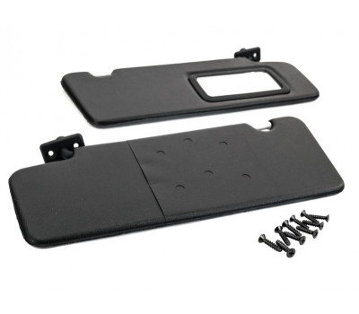 Черные противосолнечные козырьки с зеркалом и комплектом саморезов для Приора