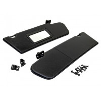 Солнцезащитные черные козырьки с зеркалом, крючками и комплектом саморезов для Нива Тревел, Шевроле Нива