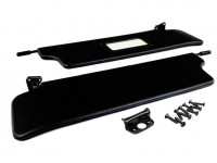 Черные солнцезащитные козырьки с зеркалом, центральным кронштейном и комплектом саморезов для Лада 4х4 (Нива) 1993-2019 г.