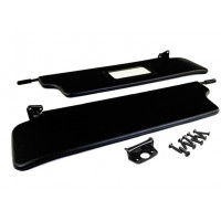 Черные солнцезащитные козырьки с зеркалом, центральным кронштейном и комплектом саморезов для Лада 4х4 (Нива) 1993-2019 г.