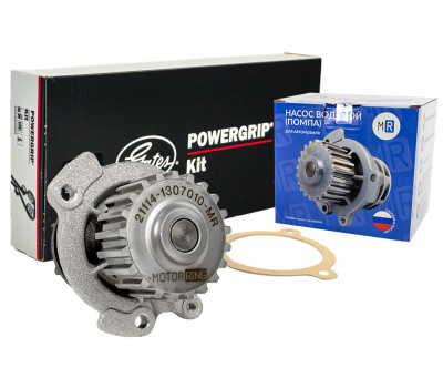 Комплект ремня ГРМ Gates усиленный с помпой MR образца 21114 для 8-клапанных ВАЗ 2108-21099, 2110-2112, 2113-2115, Приора, Калина, Калина 2, Гранта в комплектации Стандарт, Ока