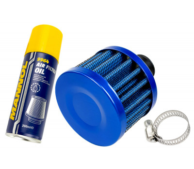 Фильтр нулевого сопротивления вентиляции картерных газов (на сапун) синий с пропиткой для инжекторных ВАЗ 2101-2107, 2108-2115, 2110-2112, Гранта, Калина, Приора, Нива Легенд/Тревел, Шевроле Нива