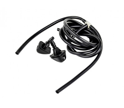 Трубки омывателя лобового стекла черные с тройником и веерными форсунками БУРАН-3 на защелке (металлический распылитель) для Приора