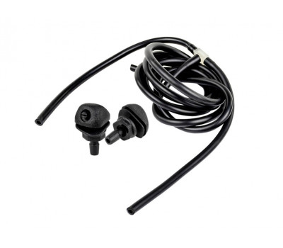 Трубки омывателя лобового стекла черные с тройником и веерными форсунками БУРАН-2 на гайке (пластиковый распылитель) для Приора