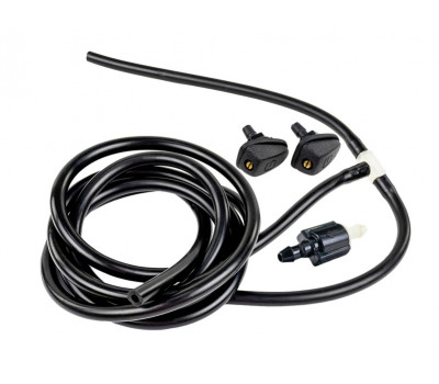 Трубки омывателя лобового стекла черные с тройником, веерными форсунками Мерс GT и обратным клапаном Мини для Калина