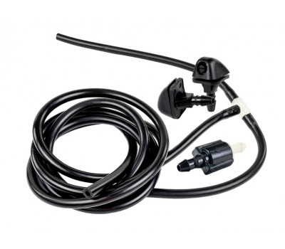 Трубки омывателя лобового стекла черные с тройником, веерными форсунками БУРАН на защелке (пластиковый распылитель) и обратным клапаном Мини для Калина 1