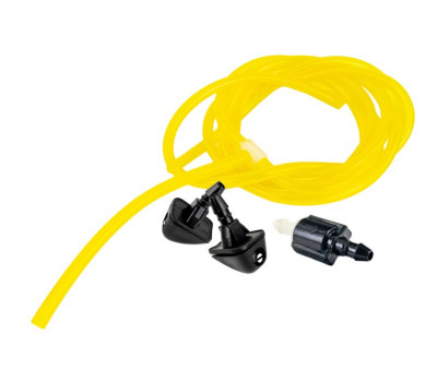 Трубки омывателя лобового стекла желтые с тройником, веерными форсунками БУРАН-3 на защелке (металлический распылитель) и обратным клапаном Мини для ВАЗ 2108-21099, 2113-2115