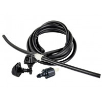 Трубки омывателя лобового стекла черные с тройником, веерными форсунками БУРАН на защелке (пластиковый распылитель) и обратным клапаном Мини для ВАЗ 2110-2112