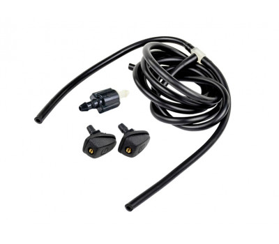 Трубки омывателя лобового стекла черные с тройником, веерными форсунками Мерс GT и обратным клапаном Мини для Приора Трубки омывателя лобового стекла черные с тройником, веерными форсунками Мерс GT и обратным клапаном Мини для Приора