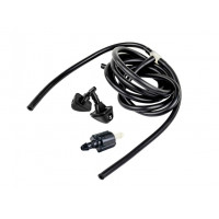 Трубки омывателя лобового стекла черные с тройником, веерными форсунками БУРАН-3 на защелке (металлический распылитель) и обратным клапаном Мини для Приора