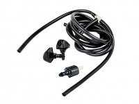 Трубки омывателя лобового стекла черные с тройником, веерными форсунками БУРАН на защелке (пластиковый распылитель) и обратным клапаном Мини для Приора