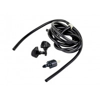 Трубки омывателя лобового стекла черные с тройником, веерными форсунками БУРАН на защелке (пластиковый распылитель) и обратным клапаном Мини для Приора