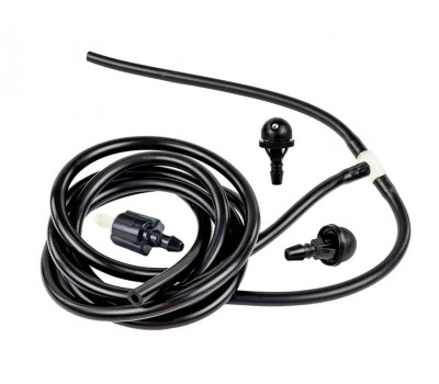 Трубки омывателя лобового стекла черные с тройником, струйными форсунками (1 дюза) и обратным клапаном Мини для Калина 1