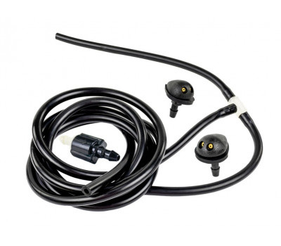 Трубки омывателя лобового стекла черные с тройником, струйными форсунками (2 дюзы) и обратным клапаном Мини для Калина 1