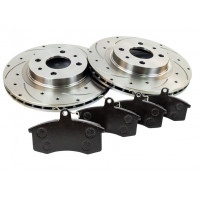 Вентилируемые передние тормозные диски Alnas Sport Euro 2112 R14 с тормозными колодками BREMBO для ВАЗ 2110-2112, Гранта, Калина, Приора, Датсун