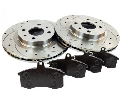 Вентилируемые передние тормозные диски Alnas Sport Euro 2112 R14 с тормозными колодками BREMBO для ВАЗ 2110-2112, Гранта, Калина, Приора, Датсун