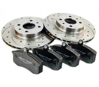 Вентилируемые передние тормозные диски Alnas Sport Euro 2112 R14 с тормозными колодками FERODO (зеленые) для ВАЗ 2110-2112, Гранта, Гранта FL, Калина, Калина 2, Приора, Датсун