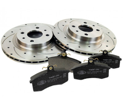 Вентилируемые передние тормозные диски Alnas Sport Euro 2112 R14 с оригинальными тормозными колодками для ВАЗ 2110-2112, Гранта, Гранта FL, Калина, Калина 2, Приора, Датсун