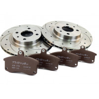 Вентилируемые передние тормозные диски Alnas Sport Euro 2112 R14 с тормозными колодками Allied Nippon для ВАЗ 2110-2112, Гранта, Гранта FL, Калина, Калина 2, Приора, Датсун