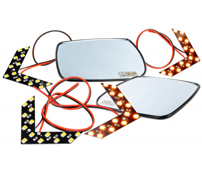 Комплект зеркальных элементов (стекол) SALINA Люкс с 4 встраиваемыми повторителями (нейтральный антиблик, обогрев) для Гранта седан, Калина, Калина 2