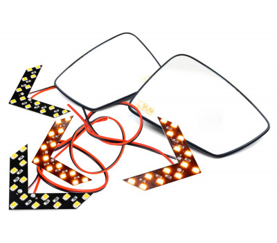 Комплект зеркальных элементов (стекол) SALINA в зеркала Лифтбек с 4 встраиваемыми повторителями (нейтральный антиблик, обогрев) для Гранта, Гранта FL, Калина, Калина 2, Датсун