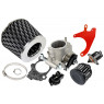 Комплект системы впуска нулевого сопротивления под карбон с красным кронштейном дроссельной заслонкой 52мм для 8кл Приора, Калина, Гранта, ВАЗ 2113-2115, 2110-2112, 2108-2109