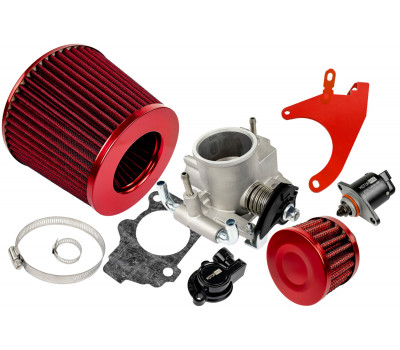 Комплект системы впуска нулевого сопротивления красный с красным кронштейном и дроссельной заслонкой 52мм для 8кл Гранта, Калина, Приора, ВАЗ 2113-2115, 2110-2112, 2108-21099