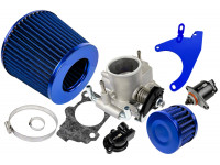Комплект системы впуска нулевого сопротивления синий с синим кронштейном дроссельной заслонкой 56мм для 8кл Приора, Калина, Гранта, ВАЗ 2113-2115, 2110-2112, 2108-2109