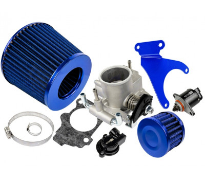 Комплект системы впуска нулевого сопротивления синий с синим кронштейном дроссельной заслонкой 46мм для 16кл Приора, Калина, Гранта, ВАЗ 2113, 2114, 2110-2112