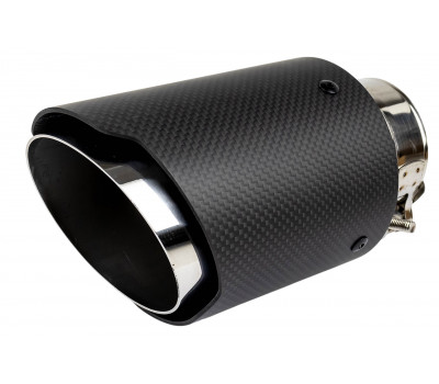 Круглая насадка глушителя из нержавеющей стали Sal-Man HJ-CBM003 D89мм со скосом и фигурной карбоновой накладкой