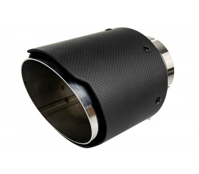 Круглая насадка глушителя из нержавеющей стали Sal-Man HJ-CBM007 D114мм со скосом и фигурной карбоновой накладкой