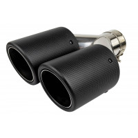 Раздвоенная насадка глушителя из нержавеющей стали Sal-Man HJ-CBM010 D89мм со скосом и карбоновой накладкой Раздвоенная насадка глушителя из нержавеющей стали Sal-Man HJ-CBM010 D89мм со скосом и карбоновой накладкой