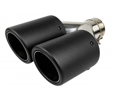 Раздвоенная насадка глушителя из нержавеющей стали Sal-Man HJ-CBM010 D89мм со скосом и карбоновой накладкой