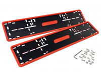 Силиконовые красные рамки номеров SAK со стальной подложкой